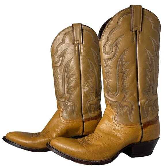 Justin 8737 Boots Smooth Butterscotch Ostrich Leather size Men's 8.5 - Picture 2 of 10